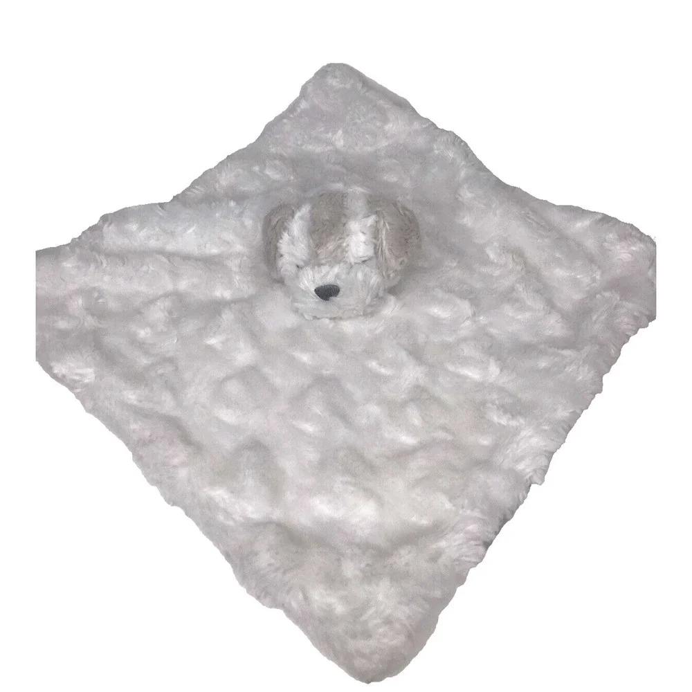 Blankets‎ & Beyond Puppy Dog Security White Grey Swirl Fur 12x12 Baby Soft Lovey